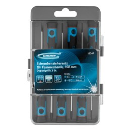 Gross Набор отверток для точной механики, CrMo, двухкомпонентные рукоятки, 6 шт, пластиковый бокс 13347