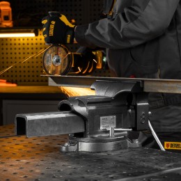 Denzel Тиски слесарные BVH-200, 200 мм, поворотные, стальная направляющая, с наковальней 18686