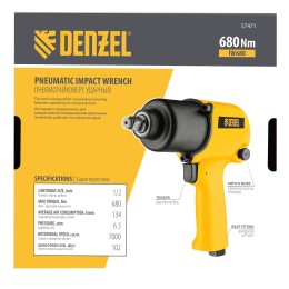 Denzel Ударный пневмогайковерт IW680, 1/2", 7000 об/мин, 680 Нм 57471