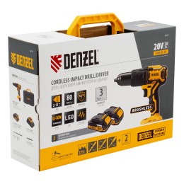 Denzel Дрель-шуруповерт аккумуляторная ударная бесщет. CIDH-BL-20, Li-Ion, 20 В 26137 