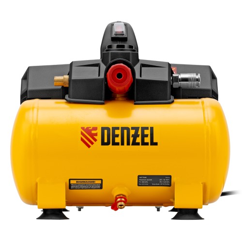 Компрессор DLS750/6 безмасляный малошумный 750 Вт, 140 л/мин,ресивер 6 л Denzel 58019