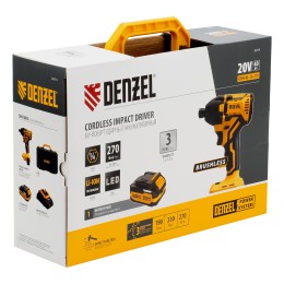 Denzel Винтоверт ударный аккумуляторный бесщет. CIDH-BL-20-270, Li-Ion, 20 В 26514