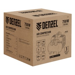 Denzel Компрессор DLS750/6 безмасляный малошумный 750 Вт, 140 л/мин,ресивер 6 л 58019