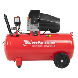 Matrix Компрессор воздушный КК-2200/100, 2,2 кВт, 350 л/мин, 100 л, прямой привод, масляный 58033