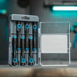 Gross Набор отверток для точной механики, CrMo, двухкомпонентные рукоятки, 6 шт, пластиковый бокс 13347