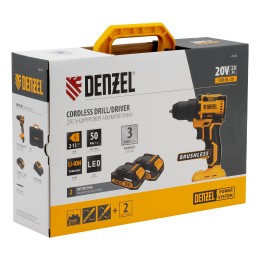 Denzel Дрель-шуруповерт аккумуляторная бесщет. CDH-BL-20, Li-Ion, 20 В 26123