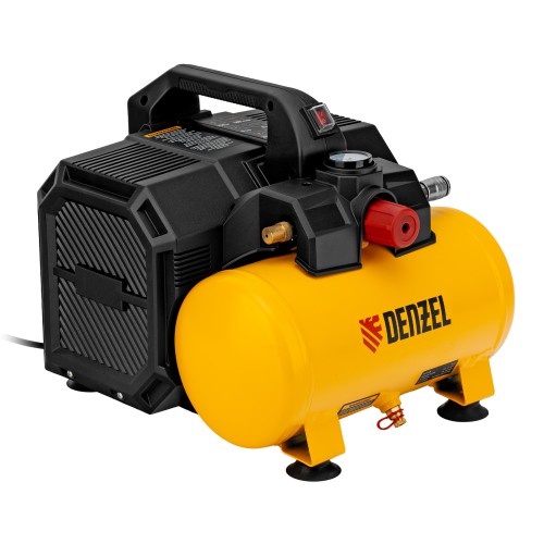 Компрессор DLS750/6 безмасляный малошумный 750 Вт, 140 л/мин,ресивер 6 л Denzel 58019