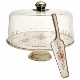 BEATRIX Тортница на ножке Ø30 см с крышкой и лопаткой МР067X Валери