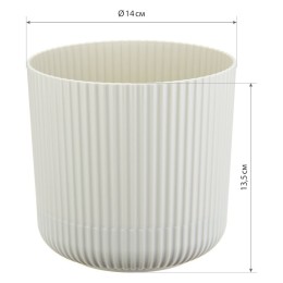 М-ПЛАСТИКА Кашпо 1,6л ВЕЛЬВЕТ БЕЛЫЙ РОТАНГ д=140мм с пристегнутым поддоном М 3180