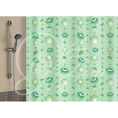 Занавес для ванной комнаты VILINA 180 x 180 см Ракушки 6984 зеленый