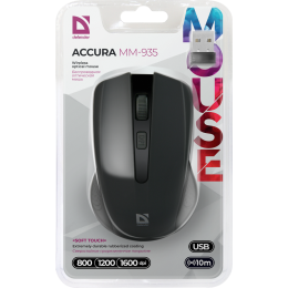 Defender Беспроводная оптическая мышь Accura MM-935 черный,4 кнопки,800-1600 dpi