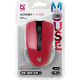 Defender Беспроводная оптическая мышь Accura MM-935 красный,4 кнопки,800-1600 dpi