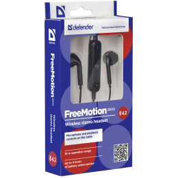 Defender Беспроводная гарнитура FreeMotion B650 черный, вставки, Bluetooth