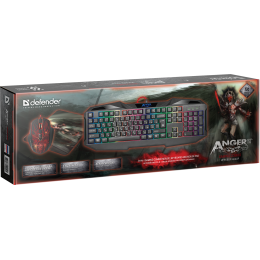 Defender Игровой набор Anger MKP-019 RU, мышь+клавиатура+ковер