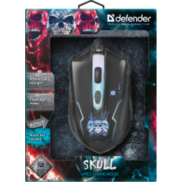 Defender Проводная игровая мышь Skull GM-180L оптика,6кнопок,800-3200dpi