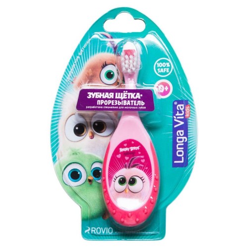 Зубная щетка прорезыватель LONGA VITA Hatchlings Angry Birds 4680287517574 розовая