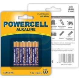 Powercell Батарейки Alkaline AAA 1.5V LR03-4B