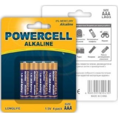 Батарейки Powercell Alkaline AAA 1.5V LR03-4B