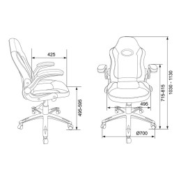 Бюрократ Кресло игровое VIKING-1N черный/красный искусственная кожа крестовина пластик 1180812