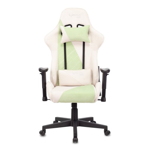 Кресло игровое Бюрократ VIKING X Fabric белый/зеленый с подголов. крестовина пластик 1428211