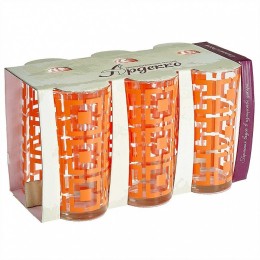 ДЕКОСТЕК Набор стаканов 230 мл 6 штук 1256/91 Карре оранжевый