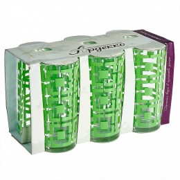 ДЕКОСТЕК Набор стаканов 230 мл 6 штук 1256/91 Карре зеленый