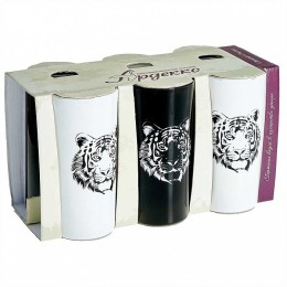 ДЕКОСТЕК Набор стаканов 250 мл 6 штук Тигр 1256/DPP черный/белый