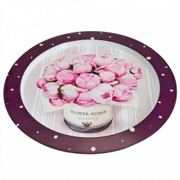 DELTA Поднос Пионы d38см. металл Ц-379х-01897