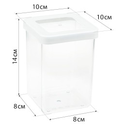 М-ПЛАСТИКА  Емкость для сыпучих 1л 10×10×14 см СТЕП БЕЛЫЙ М 1292