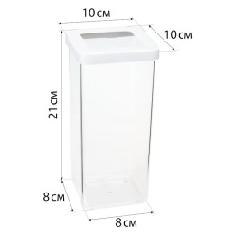 М-ПЛАСТИКА  Емкость для сыпучих 1,4л 10×10×21 см СТЕП БЕЛЫЙ М 1293