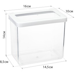 М-ПЛАСТИКА  Емкость для сыпучих 1,7л 16×10×14 см СТЕП БЕЛЫЙ М 1297