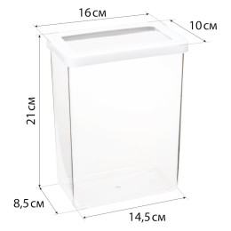 М-ПЛАСТИКА  Емкость для сыпучих 2,5л 16×10×21 см СТЕП БЕЛЫЙ М 1298