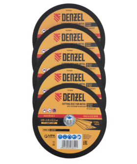 Denzel Круг отрезной по металлу, 230 х 2,0 х 22,2 мм, A36TBF, в метал.банке, 5 шт. 737920
