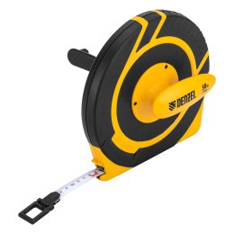 Denzel Рулетка геодезическая 50 м х 15 мм, закрытый корпус, фиберглассовая лента 31292