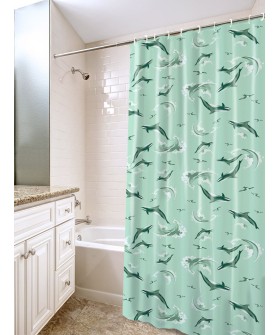 VILINA Занавес для ванной комнаты 180 x 180 см Дельфины 6984 зеленый