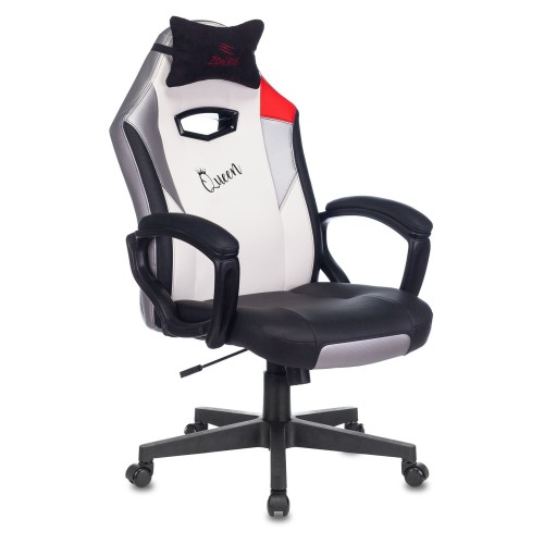 Кресло игровое Бюрократ Zombie HERO QUEEN черный/белый искусственная кожа с подголов. крестовина пластик 1535448