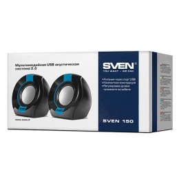 SVEN Акустика 2.0  150 / USB/DC 5V /  Комплект Black-Blue