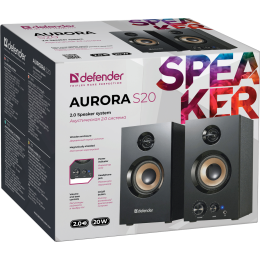 Defender Акустическая 2.0 система Aurora S20 20 Вт, деревянный корпус, 220В