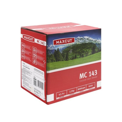 Бензотриммер MAXCUT MC 143 (1+1), 42.7сс, 2.5 л.с, жесткий вал, катушка+3 лоп.нож, ранцевый ремень