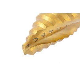 Matrix Сверло ступенчатое, 9-12-15-18-21-24-27-30-33-36 мм, HSS, спиральный профиль, трехгранный хвостовик 72358