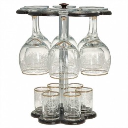 ДЕКОСТЕК Мини-бар на деревянной стойке 12 предметов (Боярский) гравировка, отводка золотом 1501-Г32