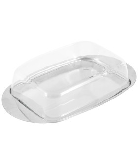 MALLONY Масленка OLIATORE из нержавейки для сливочного масла 18x11x4 см с пластиковой крышкой 003879