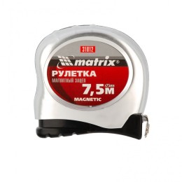 MATRIX Рулетка Magnetic, 7.5 м х 25 мм, магнитный зацеп 31012