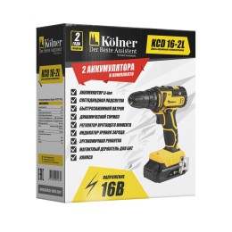 KOLNER Аккумуляторная дрель-шуруповерт KCD 16-2L
