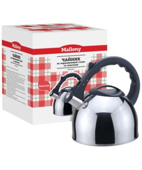 MALLONY Чайник из нерж. стали MAL-042-С, 2,5 литра, полированный, со свистком. 910087-SK