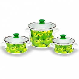 КМК Набор кастрюль (6пр.)  Поздние яблоки -5-1-Экстра (бел.)