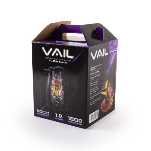 Электрический чайник Vail VL-5555 черный 1,8л
