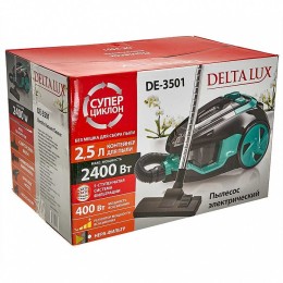 DELTA Пылесос 2400 Вт LUX DE-3501 Супер-циклон черный с бирюзовым