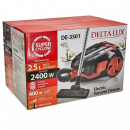 DELTA Пылесос 2400 Вт LUX DE-3501 Супер-циклон черный с терракотовым