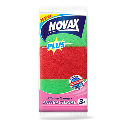 NOVAX Набор кухонных губок антибактериальных 3шт. PLUS ANTIBACTERIAL 4823058320267 микс
